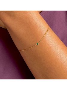 DIA DIAMONDS Pozłacana bransoletka ze szmaragdem rozmiar: onesize. Zielone bransoletki DIA DIAMONDS, z szmaragdem, pozłacane. Za 158,10 zł.