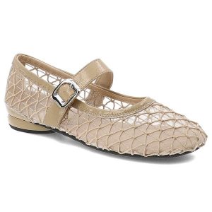 Baleriny damskie Filippo, cholewka z materiału tekstylnego siateczkowego z wykończeniem ze skóry naturalnej licowej na płaskiej podeszwie, beżowe, DP. Brązowe balerinki Filippo, bez wzorów, ze skóry, bez obcasa, na płaskiej podeszwie, bez zapięcia. Za 144,90 zł.