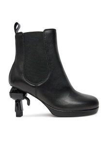 KARL LAGERFELD Botki KL39044 Czarny. Czarne botki KARL LAGERFELD, bez wzorów, ze skóry, bez obcasa, na słupku, bez zapięcia. Za 539,99 zł.