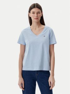 Gant T-Shirt Shield 4200750 Niebieski Regular Fit. Niebieskie t-shirty GANT, s, bez wzorów, z bawełny, bez kołnierzyka, bez ramiączek. Za 119,99 zł.