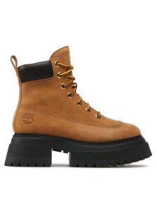 Timberland Trzewiki Sky 6In LaceUp TB0A2KMU2311 Brązowy. Brązowe botki Timberland, bez wzorów, z nubiku, bez obcasa, na płaskiej podeszwie, bez zapięcia. Za 569,99 zł.
