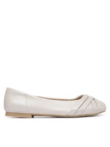 Caprice Baleriny 9-22102-46 Écru. Białe balerinki Caprice, bez wzorów, ze skóry, bez obcasa, bez zapięcia. Za 291,99 zł.