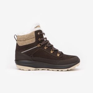 Buty turystyczne damskie Quechua NH900 skóra wodoodporne. Niebieskie buty trekkingowe QUECHUA, ze skóry, przed kolano, bez zapięcia. Za 349,99 zł.