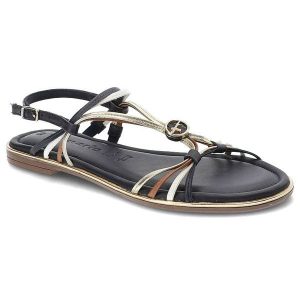 Granatowe Sandały Tamaris Eleganckie Płaskie Buty. Niebieskie sandały Tamaris, bez wzorów, bez obcasa, na płaskiej podeszwie, bez zapięcia. Za 269,00 zł.