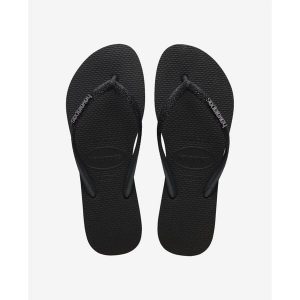 Klapki damskie Havaianas Slim Glitter II. Czarne klapki Havaianas, bez wzorów, bez obcasa. Za 228,00 zł.