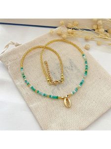 Atelier MIU Pozłacany naszyjnik z elementem ozdobnym - dł. 38 cm rozmiar: onesize. Niebieskie naszyjniki Atelier MIU, z perłą, pozłacane. Za 30,99 zł.