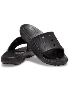 Crocs Klapki "Baya II" w kolorze czarnym rozmiar: 45/46. Czarne klapki Crocs, bez wzorów, z otwartym noskiem, bez obcasa. Za 87,95 zł.
