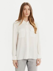 Marella Koszula Ordine 2513111151 Biały Regular Fit. Białe koszule Marella, bez wzorów, z jedwabiu, bez kołnierzyka, bez ramiączek. Za 459,99 zł.