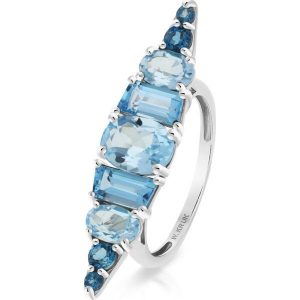 Piękny Pierścionek Białe Złoto - złoto białe 585, Topaz swiss blue,topaz sky blue. Pierścionki marki W.KRUK. Za 2 490,00 zł.