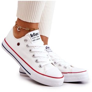 Damskie Trampki Lee Cooper LCW-22-31-0875L Białe. Białe trampki bez wzorów, z gumy, bez zapięcia. Za 173,90 zł.