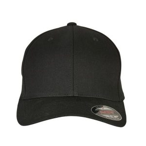 Czapka Z Daszkiem Z Bawełnianego Twillu. Czarne czapki FLEXFIT, bez wzorów, z bawełny. Za 85,99 zł.