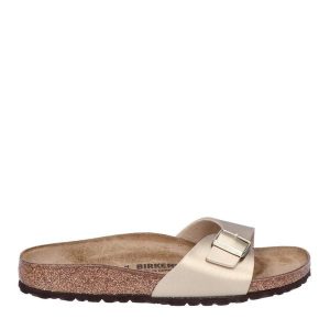 Klapki damskie Birkenstock Madrid. Żółte klapki Birkenstock, bez wzorów, z materiału, bez obcasa. Za 406,00 zł.