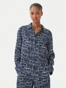 Tommy Hilfiger Koszula WW0WW44679 Granatowy Regular Fit. Niebieskie koszule TOMMY HILFIGER, bez wzorów, ze lnu, bez kołnierzyka, bez ramiączek. Za 489,99 zł.