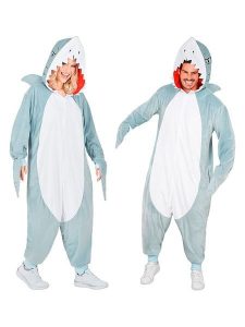 Carnival Party Kombinezon kostiumowy "Shark" w kolorze szaro-białym rozmiar: L/XL. Białe kombinezony Carnival Party, l, bez wzorów, bez kołnierzyka, bez ramiączek, krótkie. Za 130,99 zł.