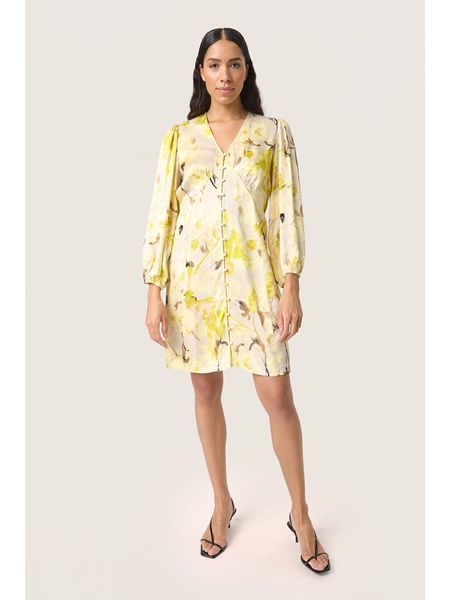 Soaked in Luxury Sukienka w kolorze żółtym rozmiar: XS. Żółte sukienki Soaked in Luxury, na co dzień, s, bez wzorów, z wiskozy, klasyczne, bez kołnierzyka, bez ramiączek, mini, proste. Za 195,99 zł.