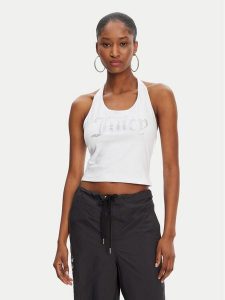 Juicy Couture Top Tied JCWCT125306 Biały Slim Fit. Białe topy Juicy Couture, s, bez wzorów, z bawełny, bez kołnierzyka, bez ramiączek. Za 89,99 zł.