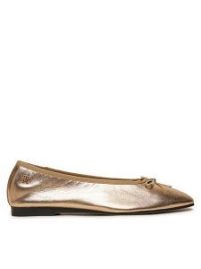 Tommy Hilfiger Baleriny Ballerina Soft Leather Metallic FW0FW08452 Złoty. Żółte balerinki TOMMY HILFIGER, bez wzorów, ze skóry, bez obcasa, bez zapięcia. Za 379,99 zł.