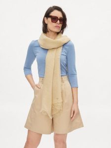 Weekend Max Mara Szal Sion2 2415541105 Beżowy. Brązowe rękawiczki Weekend Max Mara, bez wzorów, ze lnu. Za 629,99 zł.