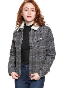 LEE WOOL CHECK SHERPA JK KHAKI L56XVLMH 112113153. Brązowe kurtki Lee, l, bez wzorów, bez kaptura. Za 359,99 zł.