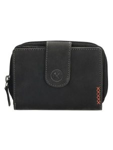 HIDE & STITCHES Skórzany portfel w kolorze czarnym - 12,5 x 9 x 3,5 cm rozmiar: onesize. Czarne portfele HIDE & STITCHES, bez wzorów, z materiału. Za 86,99 zł.