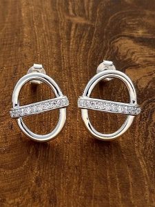 Eclat d'Argent Srebrne kolczyki-wkrętki z kamieniami szlachetnymi rozmiar: onesize. Szare kolczyki Eclat d'Argent, z cyrkonią, srebrne. Za 122,96 zł.