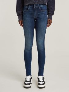 G-Star Dżinsy "Lhana" - Skinny fit - w kolorze niebieskim rozmiar: W29/L32. Niebieskie jeansy G-Star, z aplikacjami, ze skóry. Za 232,78 zł.