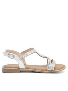 Jenny Fairy Sandały WS120701-02EOB Srebrny. Szare sandały Jenny Fairy, bez wzorów, z syntetyku, bez obcasa, na płaskiej podeszwie, bez zapięcia. Za 119,99 zł.