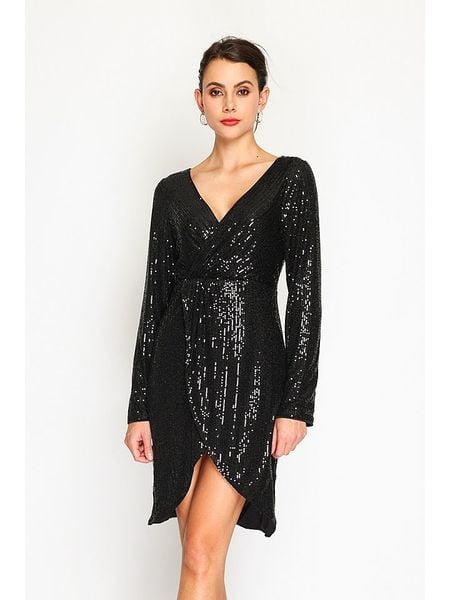 ASSUILI Sukienka w kolorze czarnym rozmiar: 36. Czarne sukienki Assuili, bez wzorów, klasyczne, bez kołnierzyka, bez ramiączek, mini. Za 193,95 zł.