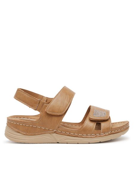 Clara Barson Sandały WFA3741-1 Brązowy. Brązowe sandały Clara Barson, bez wzorów, z materiału, bez obcasa, na płaskiej podeszwie, bez zapięcia. Za 99,99 zł.