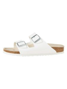 Birkenstock Klapki "Arizona" w kolorze białym rozmiar: 44. Białe klapki Birkenstock, bez wzorów, bez obcasa. Za 270,45 zł.
