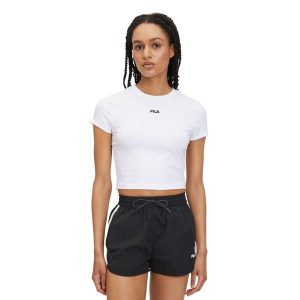 Damski crop top Fila Latina. Białe koszulki sportowe Fila, bez wzorów, bez ramiączek. Za 68,99 zł.