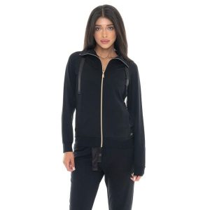 Bluza zimowa Leone 1947 Chic Tones Damen ze Stehkragen und Reißverschluss. Czarne bluzy LEONE 1947 APPAREL, na zimę, bez wzorów, bez kaptura. Za 206,29 zł.