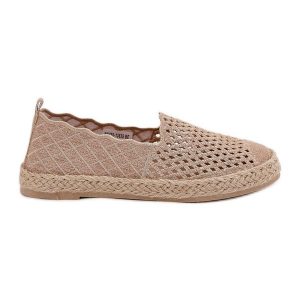 Espadryle Damskie Z Plecionką Vinceza 13625 Beżowe beżowy. Brązowe espadryle bez wzorów, bez obcasa. Za 135,46 zł.