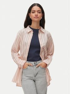 Vero Moda Koszula Elina 10336329 Różowy Loose Fit. Czerwone koszule Vero Moda, l, bez wzorów, z bawełny, bez kołnierzyka, bez ramiączek. Za 169,99 zł.
