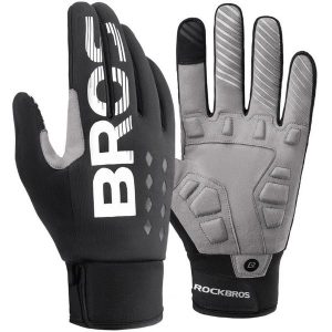 Rękawiczki rowerowe długie dla dorosłych Rockbros S209BK. Czarne rękawiczki ROCKBROS, bez wzorów. Za 89,99 zł.