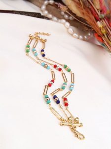 Pierres de Jade Pozłacana bransoletka z kryształami rozmiar: onesize. Żółte bransoletki Pierres de Jade, z kryształem, pozłacane. Za 39,99 zł.