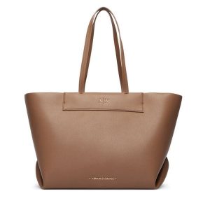 Torebka Armani Exchange. Brązowe shopper bag Armani Exchange, bez wzorów, bez dodatków. Za 754,99 zł.