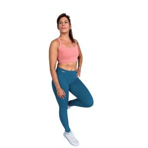 Legginsy damskie Les Poulettes Fitness vert canard. Niebieskie legginsy LES POULETTES FITNESS, bez wzorów, z materiału. Za 374,55 zł.