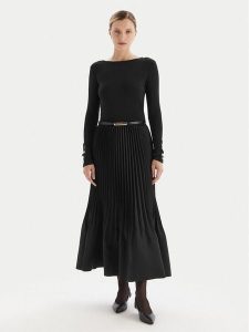 Fracomina Sukienka dzianinowa FS25WD2003W411F9 Czarny Slim Fit. Czarne kombinezony Fracomina, xl, bez wzorów, z dzianiny, bez kołnierzyka, bez ramiączek. Za 449,99 zł.