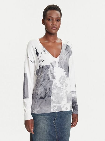 Desigual Sweter Gotemburgo 25WWJF15 Szary Regular Fit. Szare swetry klasyczne Desigual, xl, z wiskozy, bez kołnierzyka. Za 219,99 zł.