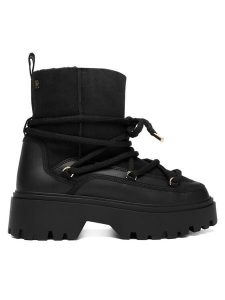 Tommy Hilfiger Śniegowce Real Shearling Laceup Snowboot FW0FW08996 Czarny. Czarne buty zimowe TOMMY HILFIGER, ze skóry, bez obcasa, bez zapięcia. Za 899,99 zł.