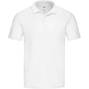 Oryginalna Koszulka Polo Dla Dorosłych Unisex. Białe koszulki sportowe FRUIT OF THE LOOM, bez wzorów, bez ramiączek. Za 59,99 zł.