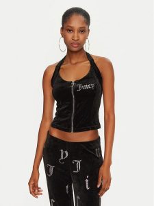 Juicy Couture Top Diane JCBCT224834 Czarny Slim Fit. Czarne topy Juicy Couture, xs, bez wzorów, z syntetyku, bez kołnierzyka, bez ramiączek. Za 129,99 zł.