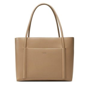Torebka Calvin Klein. Brązowe shopper bag Calvin Klein, bez wzorów, bez dodatków. Za 379,99 zł.