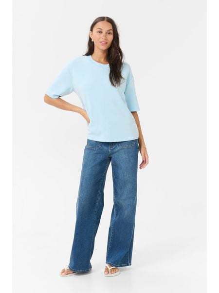 Kaffe Koszulka w kolorze błękitnym rozmiar: M. Niebieskie bluzki Kaffe, m, bez wzorów, bez kołnierzyka, bez ramiączek. Za 87,19 zł.