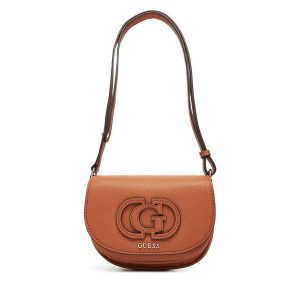 Torebka Guess. Brązowe listonoszki Guess, z aplikacjami, bez dodatków. Za 379,99 zł.
