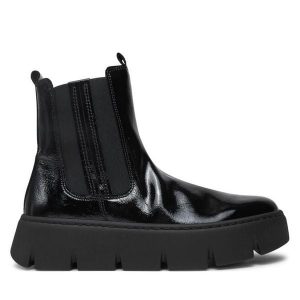 Botki Gabor. Czarne botki Gabor, bez wzorów, bez obcasa, na płaskiej podeszwie, bez zapięcia. Za 579,99 zł.