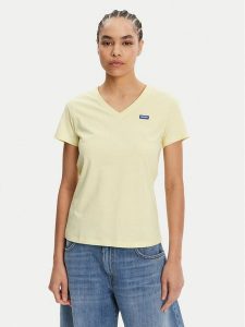 HUGO T-Shirt Classic 50513667 Żółty Slim Fit. Żółte t-shirty Hugo, s, bez wzorów, z bawełny, bez kołnierzyka, bez ramiączek. Za 119,99 zł.