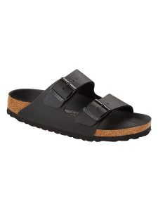 Birkenstock Klapki "Arizona" w kolorze czarnym rozmiar: 44. Czarne klapki Birkenstock, bez wzorów, z otwartym noskiem, bez obcasa. Za 368,96 zł.