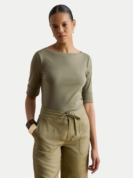 LAUREN RALPH LAUREN T-Shirt Judy 200654963204 Zielony Regular Fit. Zielone t-shirty Lauren Ralph Lauren, s, bez wzorów, z bawełny, bez kołnierzyka, bez ramiączek. Za 289,99 zł.